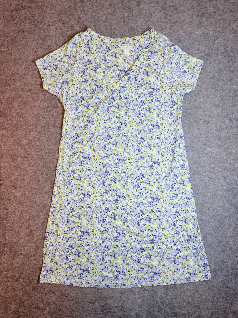 Charter Club Intimates Floral Cotton Nightgown V-Neck Dress Women's Size L